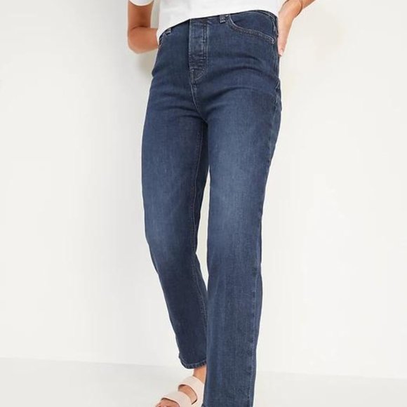 Old Navy Extra High-Waisted Sky-Hi Straight Button-Fly Jeans for Women New - Picture 5 of 12
